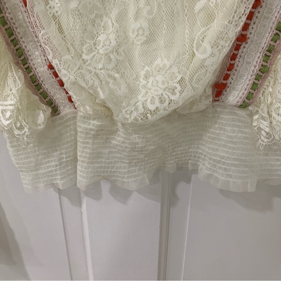 Anthropologie Bl^nk London Tali Embroidered Lace Top Peasant Fall Size XS - Picture 6 of 14